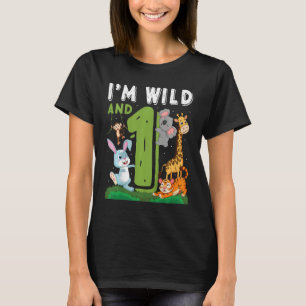 Kids I'm wild And One Safari Zoo Animal Theme 1 Ye T-Shirt