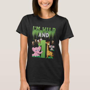 Kids I'm wild And One Safari Zoo Animal Theme 1 Ye T-Shirt