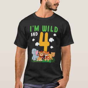 Kids I'm wild And One Safari Zoo Animal Theme 4 Ye T-Shirt