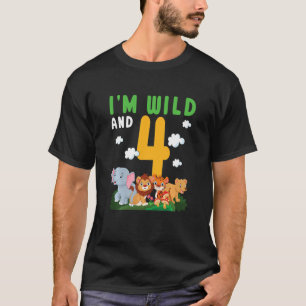 Kids I'm wild And One Safari Zoo Animal Theme 4 Ye T-Shirt