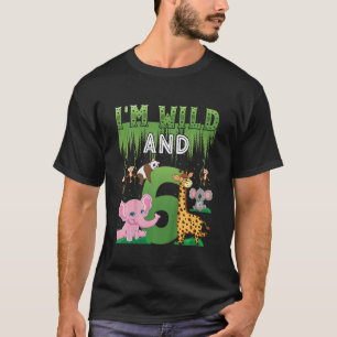 Kids I'm wild And One Safari Zoo Animal Theme 6 Ye T-Shirt