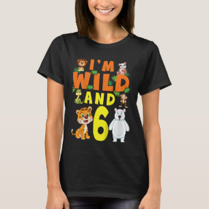 Kids I'm wild And One Safari Zoo Animal Theme 6 Ye T-Shirt