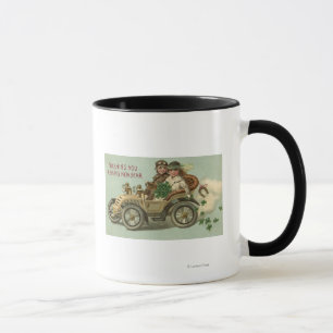 Kids in a Car with Shamrocks Mug