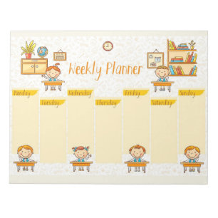 Kids in a Classroom Weekly Planner Notepad