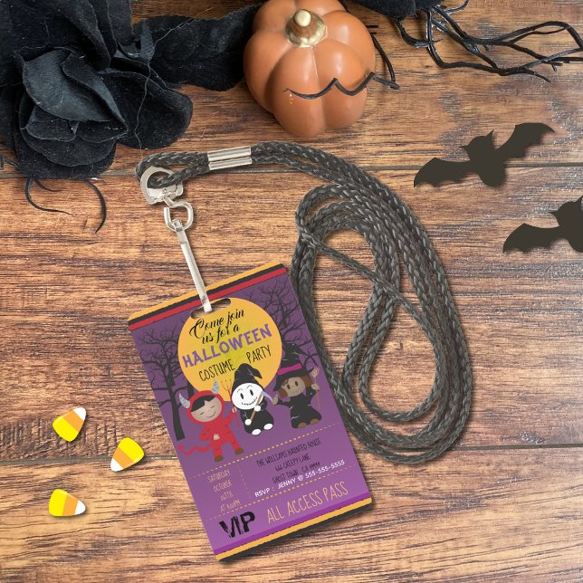 Kids in Costume Halloween Party Invitation Badge ID Badge (Creator Uploaded)