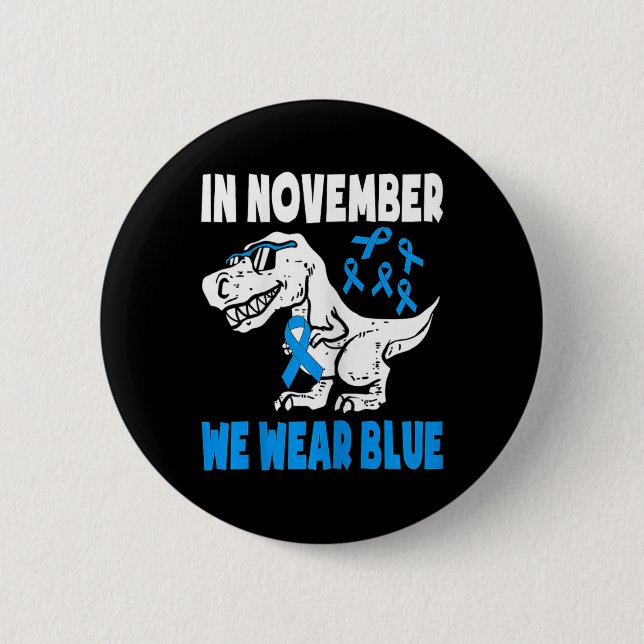 Kids In November We Wear Blue Diabetes Awareness T 6 Cm Round Badge (Front)