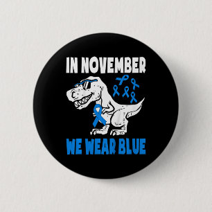 Kids In November We Wear Blue Diabetes Awareness T 6 Cm Round Badge