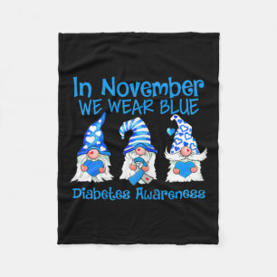 Kids In November We Wear Blue Gnomes T1d Diabetes Fleece Blanket