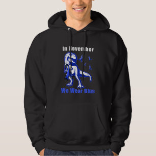 Kids In November We Wear Blue T Rex Toddler Diabet Hoodie