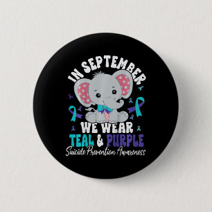 Kids In September We Wear Teal And Purple Suicide 6 Cm Round Badge