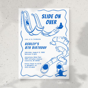 Kids Indoor Slide Park Blue Birthday Party Invitation