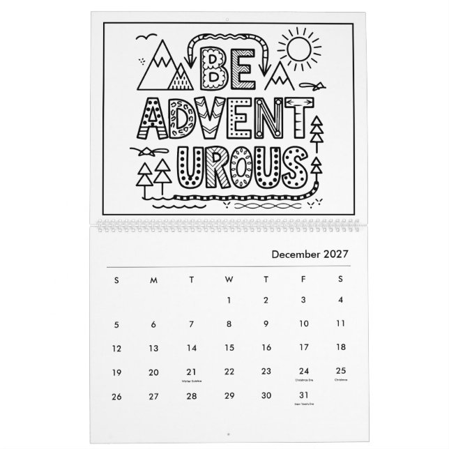 Kids Inspirational Colouring Calendar (Dec 2027)