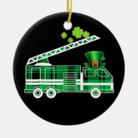 Kids Irish Green Firefighter Truck St Patricks