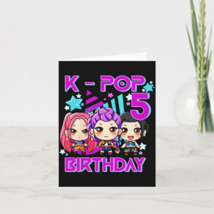 Kids It's My 5th Birthday Cute Chibi Kpop Funn Card
