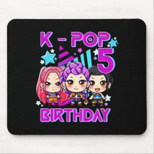 Kids It's My 5th Birthday Cute Chibi Kpop Funn Mouse Pad