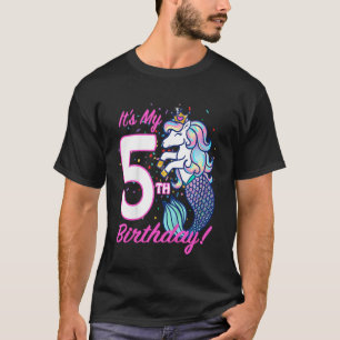Kids It s My 5th Mermaid Birthday Unicorn for gi T-Shirt