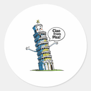 Kids Italy Leaning Tower Pisa ciao From Pisa' Girl Classic Round Sticker