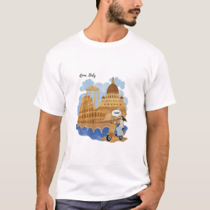 Kids Italy Souvenir Girl On Bike Saying Ciao - Hel T-Shirt
