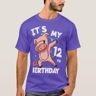 Kids Its My12th Birthday 12 Year Old Pig Birthday  T-Shirt