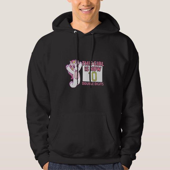 Kids Its My 10th Anniversary Unicorn For Girls Uni Hoodie (Front)