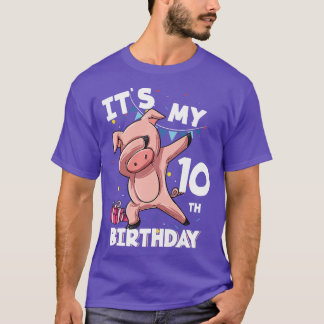 Kids Its My 10th Birthday 10 Year Old Pig Birthday T-Shirt