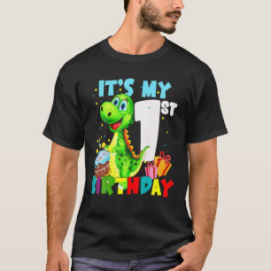 Kids It's My 1St Birthday Funny 1 Year Old Boy Din T-Shirt
