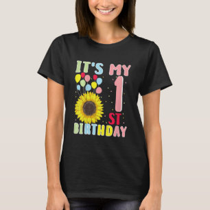 Kids It's My 1st Birthday Sunflower 1 Years Old Bi T-Shirt