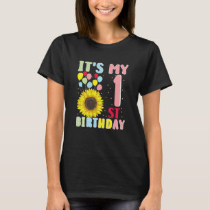 Kids It's My 1st Birthday Sunflower 1 Years Old Bi T-Shirt