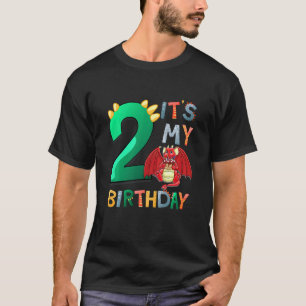 Kids It's My 2nd Birthday Dragon 2 Birthday 2 Year T-Shirt