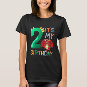 Kids It's My 2nd Birthday Dragon 2 Birthday 2 Year T-Shirt