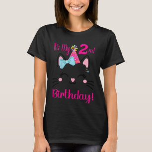 Kids Its My 2nd Birthday Girl Kitty Cat theme Pa T-Shirt