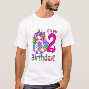 Kids It's My 2Nd Birthday Ice Cream Rainbow Unicor T-Shirt