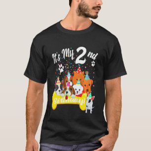 Kids Its My 2nd Birthday  Toddler Girl With Dogs T T-Shirt