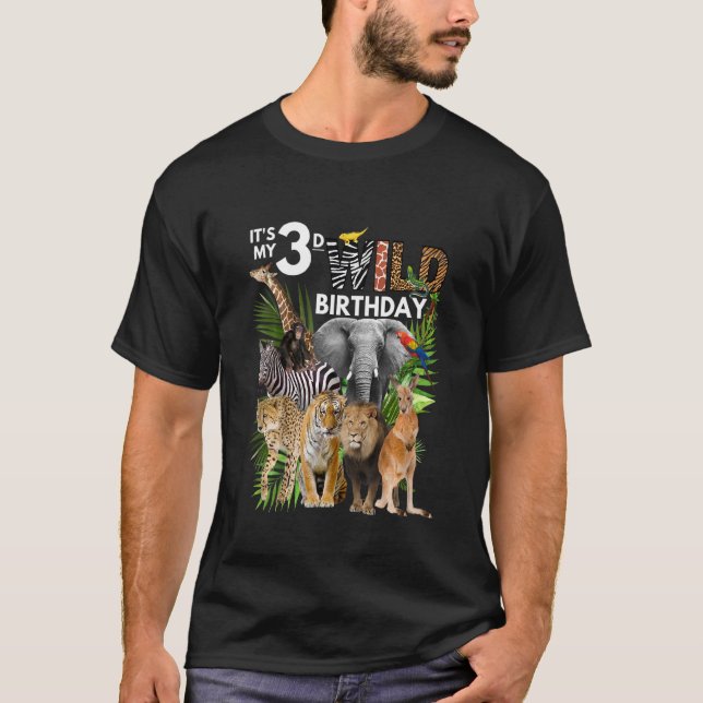 Kids It's My 3d Wild Birthday Safari Animals Zoo B T-Shirt (Front)