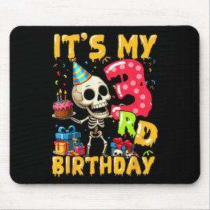 Kids It's My 3rd Birthday Party Halloween Skeleton Mouse Pad