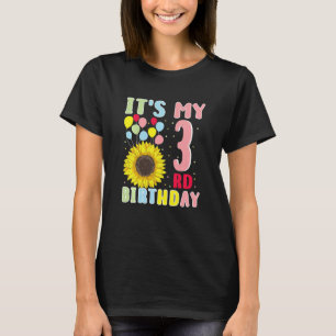 Kids It's My 3rd Birthday Sunflower 3 Years Old Bi T-Shirt