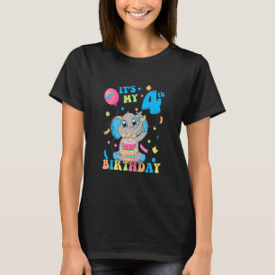 Kids It's My 4th Birthday Boy Cute Elephant 4 Year T-Shirt