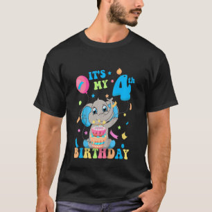 Kids It's My 4th Birthday Boy Cute Elephant 4 Year T-Shirt
