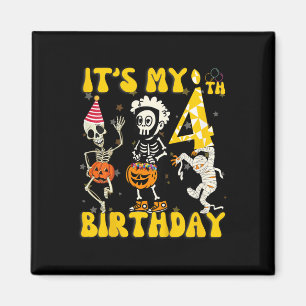 Kids It's My 4th Birthday Boy Funny Skeleton Pumpk Magnet