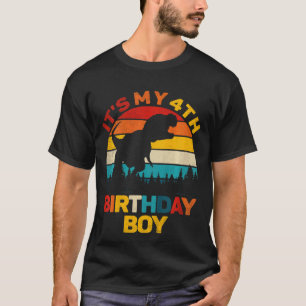 Kids It's My 4th Birthday Boys Dinosaur Rex Four Y T-Shirt