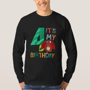 Kids It's My 4th Birthday Dragon 4 Birthday 4 Year T-Shirt