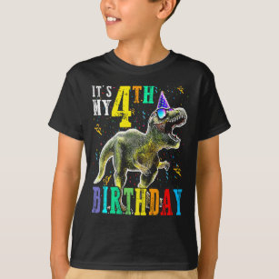 Kids It's My 4TH Birthday Happy 4 Year Dinosaur Sh T-Shirt