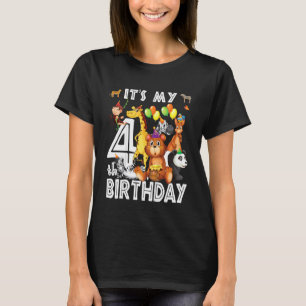 Kids Its My 4th Birthday Safari Jungle Animals 4t T-Shirt