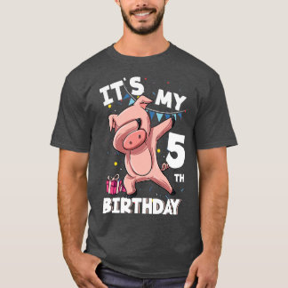 Kids Its My 5th Birthday 5 Year Old Pig Birthday P T-Shirt