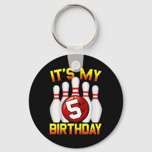 Kids It's My 5th Birthday Bowling 5 Years Old Birt Key Ring
