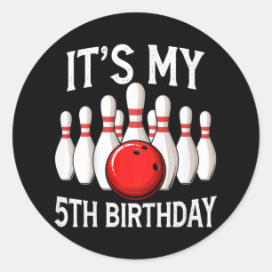 Kids It's My 5th Birthday Bowling Bowler 5 Years O Classic Round Sticker