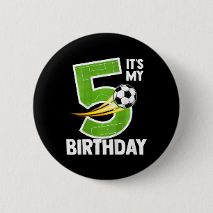 Kids It's My 5th Birthday Boy Soccer Ll 5 Year Old 6 Cm Round Badge