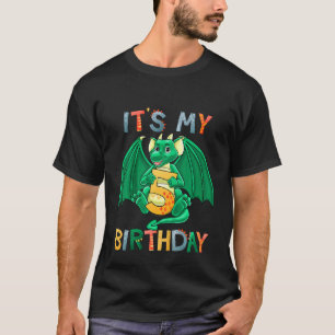 Kids It's My 5th Birthday Dragon 5 Birthday 5 Year T-Shirt