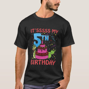 Kids It's My 5Th Birthday Funny Snake 5 Year Old B T-Shirt