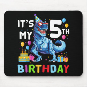 Kids It's My 5th Birthday Happy 5 Year T-Rex   Mouse Pad